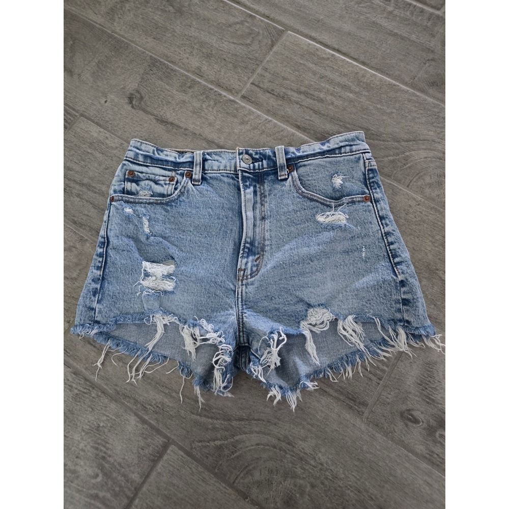 Abercrombie & Fitch The Mom Short High Rise Distressed Denim Shorts 27 4